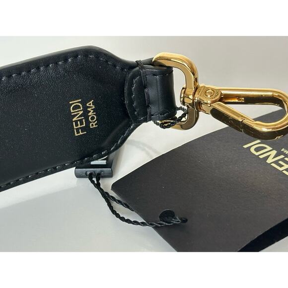 FENDI FF Logo Leather Strap Black Made in Italy NWT $790 - Picture 8 of 12
